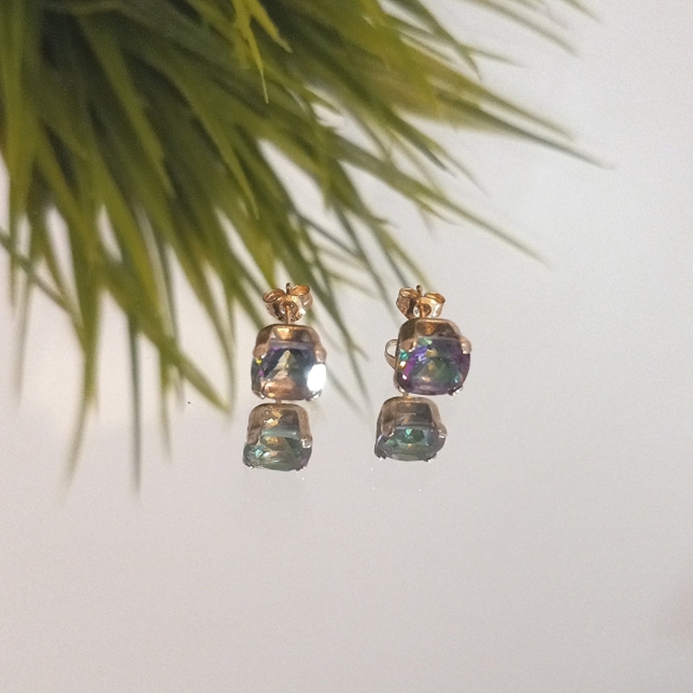 10K mystic topaz earrings - Picture 5 of 8